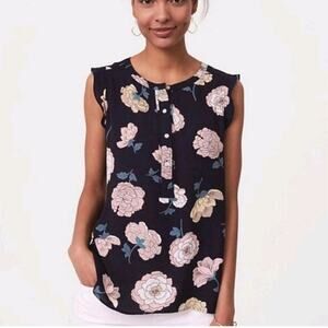 Ann Taylor LOFT Peony Ruffle Henley Blouse XS